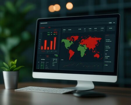 Digital dashboard displaying multicurrency exchange rates for crossborder payments, realtime financial management