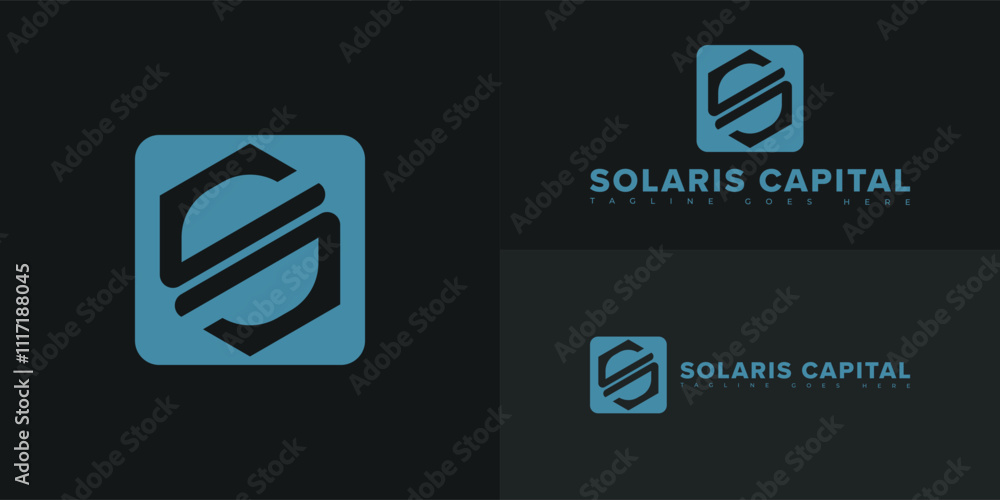Poster modern initial vector letter sc or cs logo in blue color isolated on multiple background colors. the
