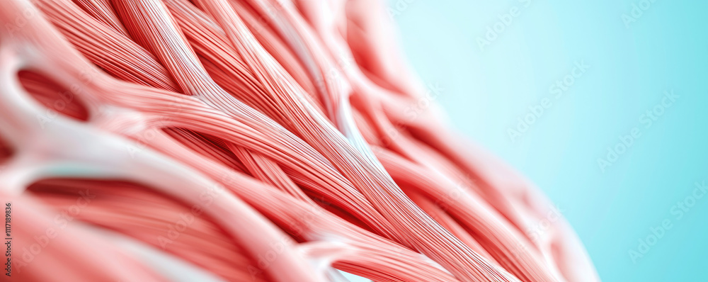 Poster close-up view of muscle fibers showcasing structure and texture in soft lighting.