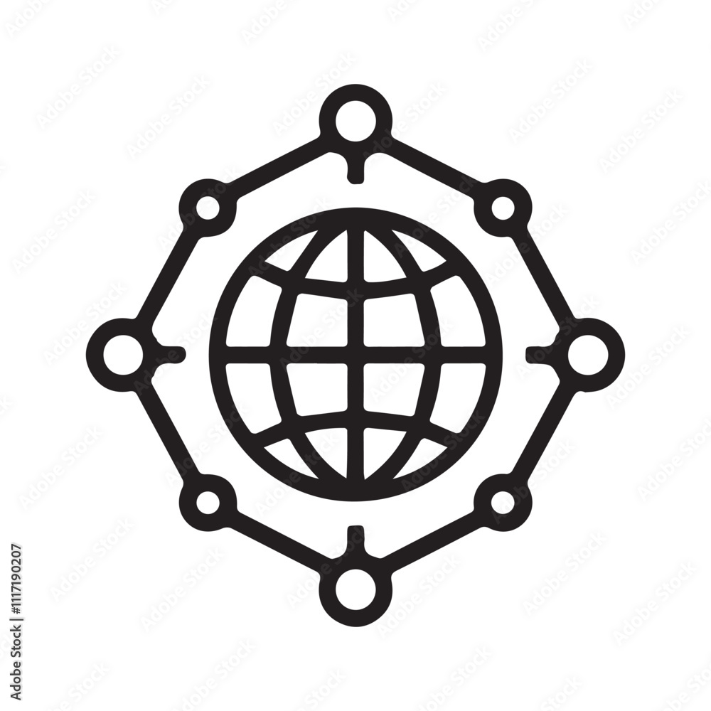 Poster hub spoke network connection vector design.