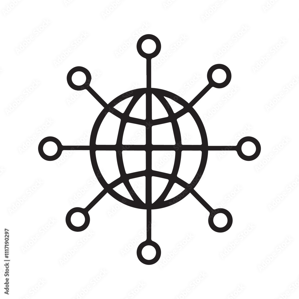 Poster hub spoke network connection vector design.