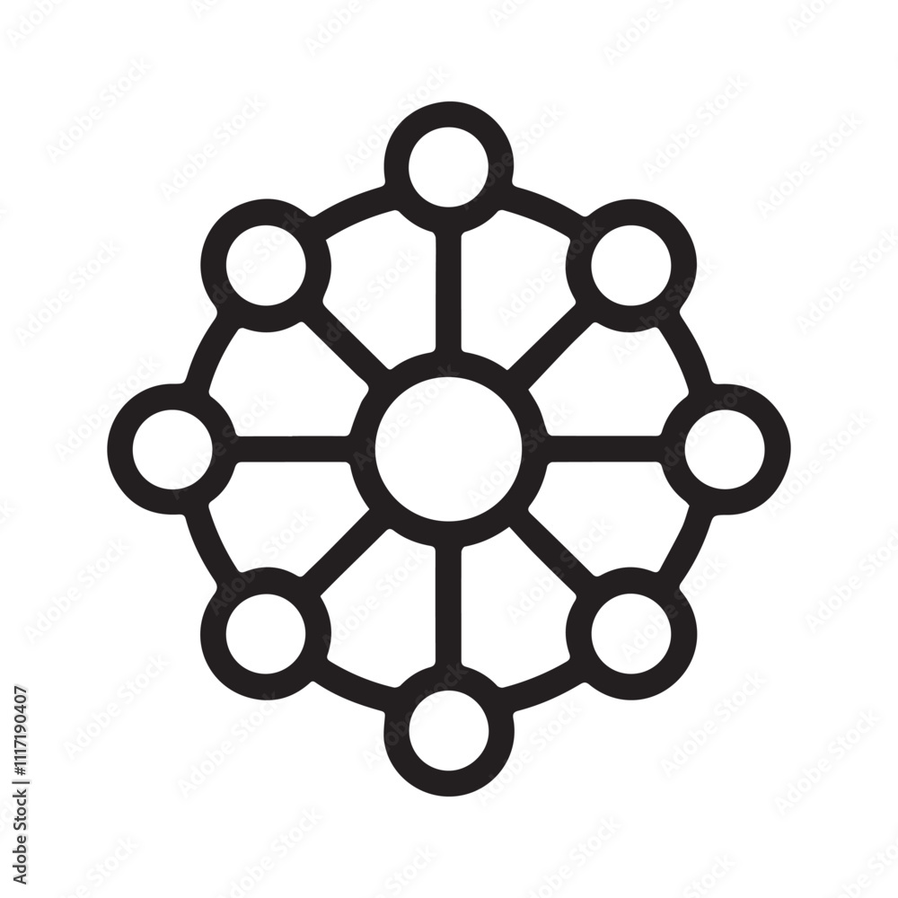 Poster hub spoke network connection vector design.