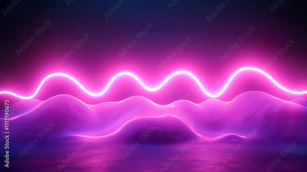 Aufkleber vibrant neon waves create a dynamic visual atmosphere in a dark space.