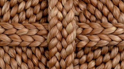 Close-up of intricately woven brown fiber, showcasing texture and pattern.