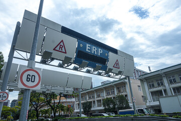 View Of An Electronic Road Pricing (ERP) Toll On The Street In Singapore City