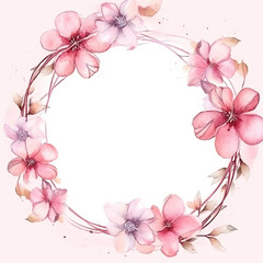 Fototapeta premium Flower wreath. Inspirational poster. Hand painted with watercolor.round frame with peonies in the glamour style, golden glitter watercolor illustration on white background