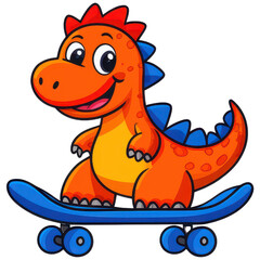 Fototapeta premium Cheerful Cartoon Dinosaur on a Skateboard Having Fun in a Colorful Illustration