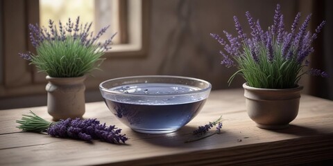 An altar with a bowl of water and a sprig of lavender, imbolc, spiritual practice