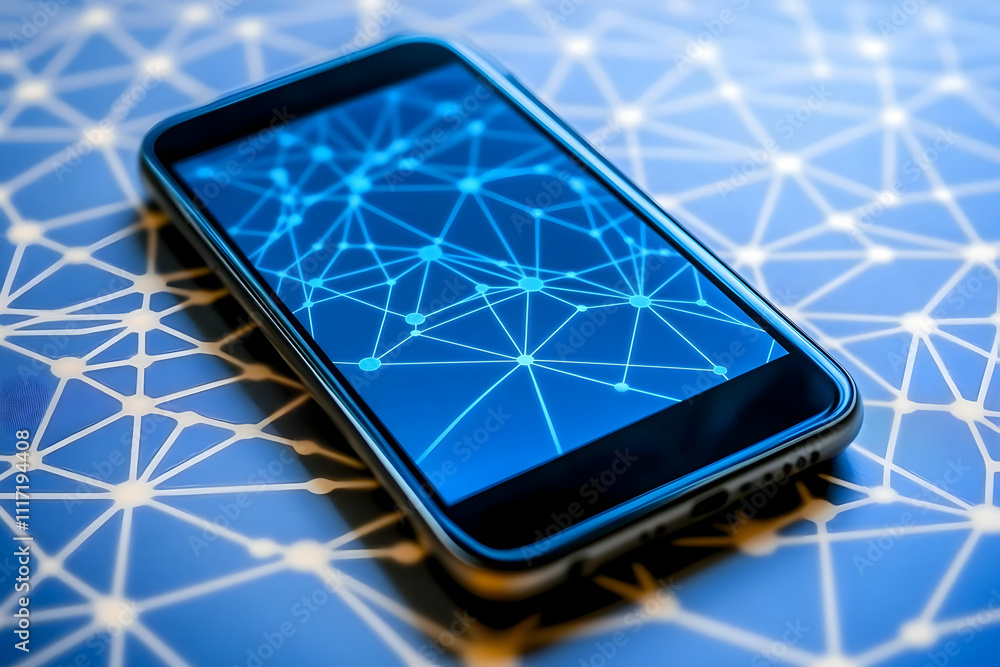 Aufkleber smartphone displaying network connection graphic.