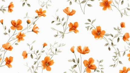 Obraz premium Watercolor fivespot flowers on pure white background Textile Design Pattern For Printing On Fabric 