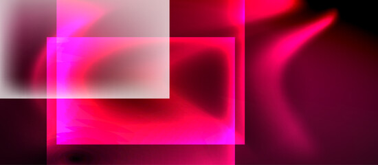 Fototapeta premium Glass squares with neon shiny light abstract background