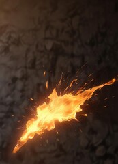 A brief, vibrant orange light flashes in the air, accompanied by a small burst of flames that fade quickly , flame, orange flash, warm