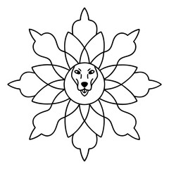 lotus flower isolated on white background, dog-mandala-floral