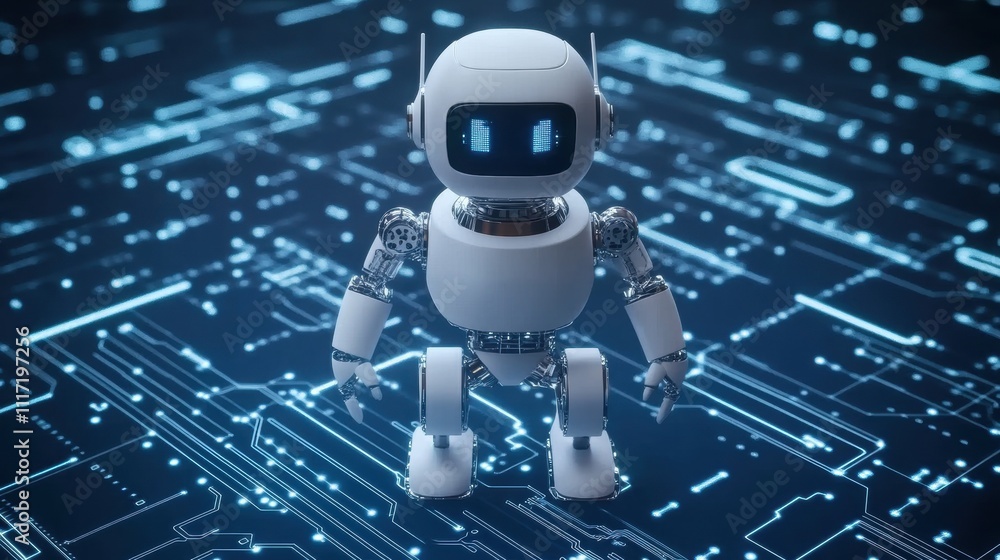 Poster innovative robot technology showcased in futuristic environment with digital background captured in 