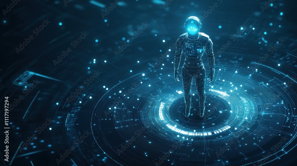 Aufkleber exploring futuristic ai technology digital realm visual art virtual environment aerial view innovati