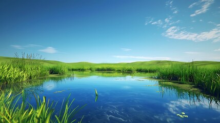 Fototapeta premium Collection of Vibrant Green Grass, Dew, Wildflowers, and Nature Scenes in Various Settings