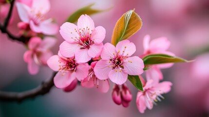 Obraz premium Soft Pink Cherry Blossom Petals Close Up Macro Shot
