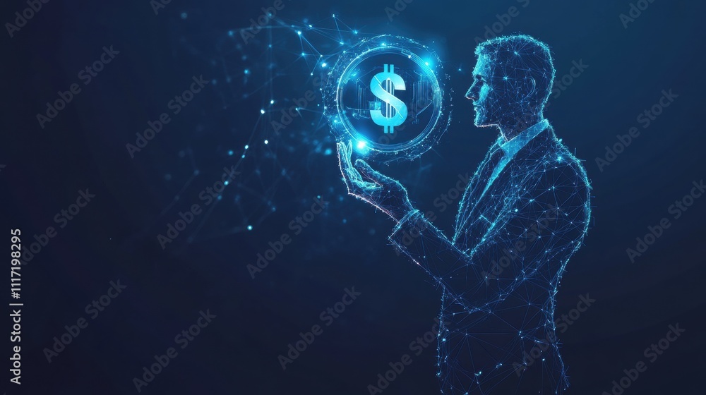 Poster digital transformation in business financial data visualization virtual environment interactive conc