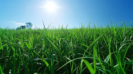 Fototapeta premium Collection of Vibrant Green Grass, Dew, Wildflowers, and Nature Scenes in Various Settings