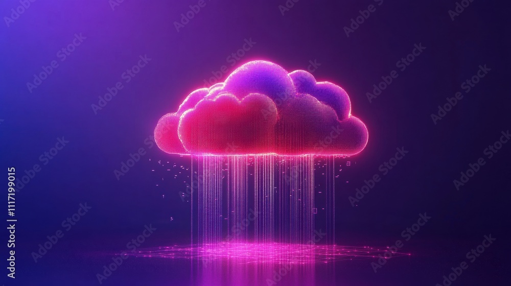 Poster digital cloud visualizing data transfer tech environment abstract concept futuristic viewpoint for s