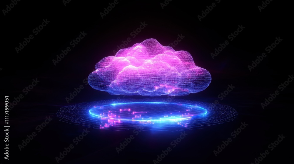 Aufkleber digital cloud visualization virtual space 3d graphics futuristic environment abstract concept for te