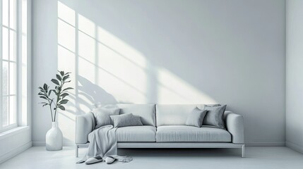 Cozy Minimalist Living Room Setup with Natural Light and Plants