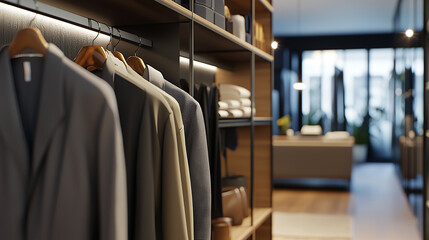 Trendy boutique with a modern interior design highlighting stylish clothing displays