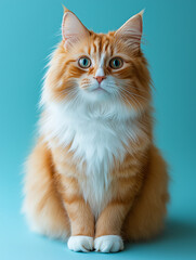 Fototapeta premium A Ai Cat On With Light Blue Background