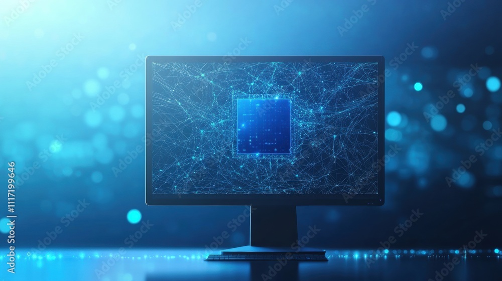 Aufkleber innovative technology display digital workspace computer monitor modern environment futuristic viewp