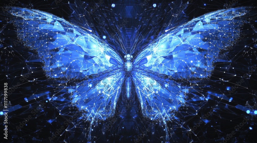 Aufkleber digital art butterfly display virtual space graphic design futuristic environment abstract viewpoint