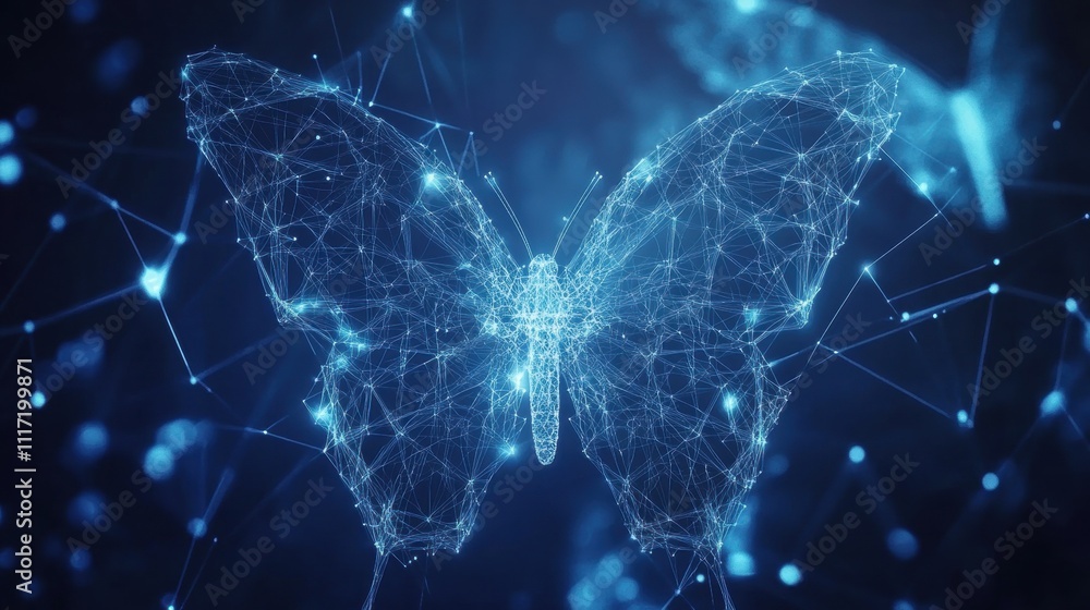 Poster digital butterfly animation futuristic environment visual art abstract concepts technology and natur