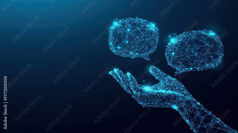 Poster digital communication concept virtual environment 3d visuals technology hand gesture data interactio