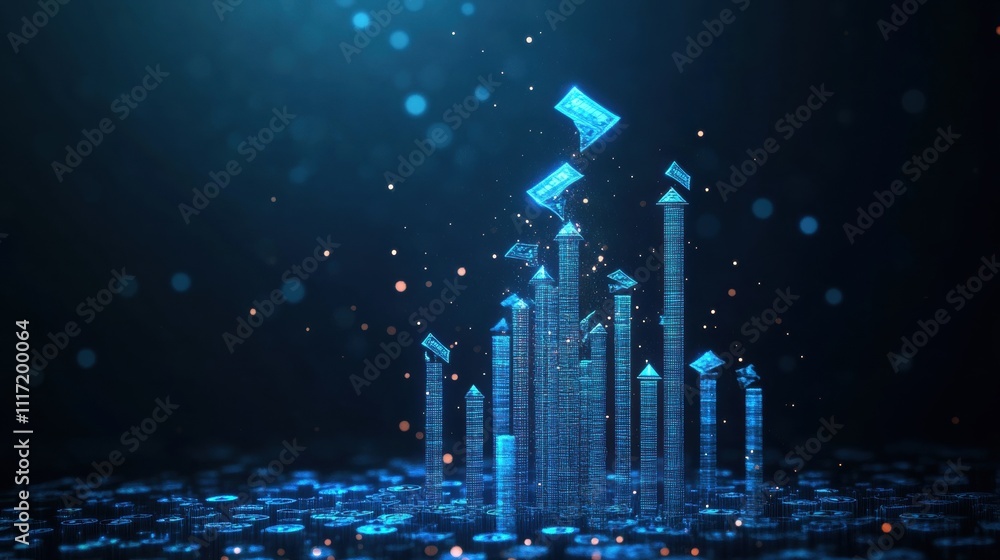Poster digital transformation in business visualizing data growth in technology environments abstract conce