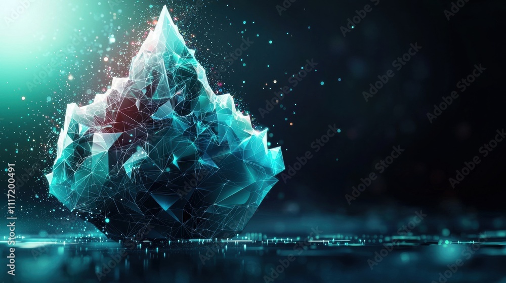 Aufkleber innovative iceberg structure virtual environment 3d art abstract design digital medium conceptual vi