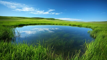 Fototapeta premium Collection of Vibrant Green Grass, Dew, Wildflowers, and Nature Scenes in Various Settings