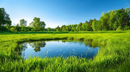 Collection of Vibrant Green Grass, Dew, Wildflowers, and Nature Scenes in Various Settings