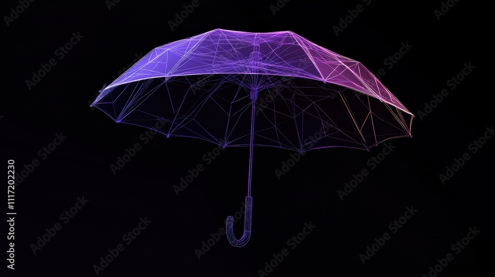 Aufkleber digital umbrella visualization abstract design graphic art dark background futuristic concept for in