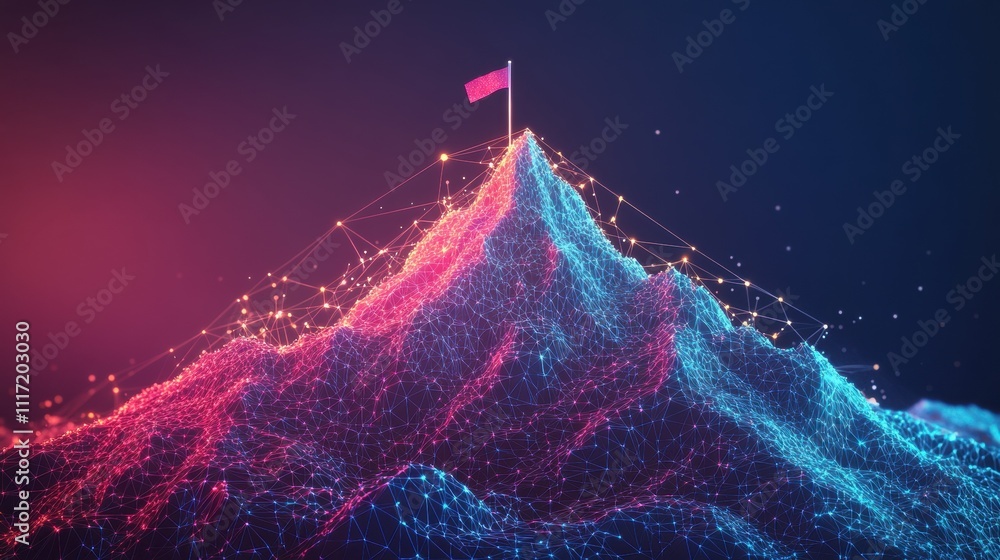 Aufkleber dynamic digital mountain visualization abstract environment motion graphics futuristic concept vibra