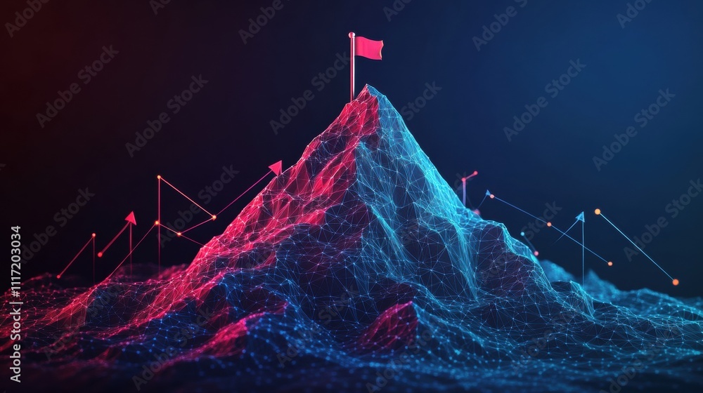 Poster data visualization mountain landscape graphic design digital environment abstract view conceptual re