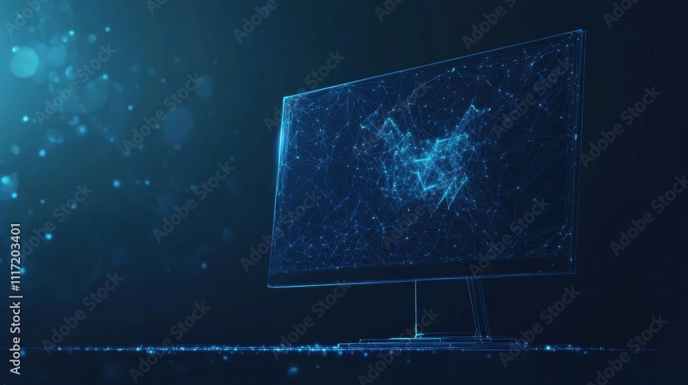 Poster digital interface visualization technology graphic design modern workspace close-up data representat