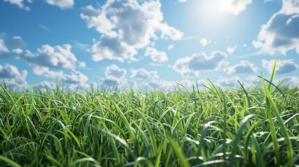 Fototapeta premium Collection of Vibrant Green Grass, Dew, Wildflowers, and Nature Scenes in Various Settings
