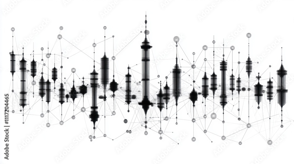 Poster dynamic abstract visualization of connectivity digital art modern space technology futuristic concep