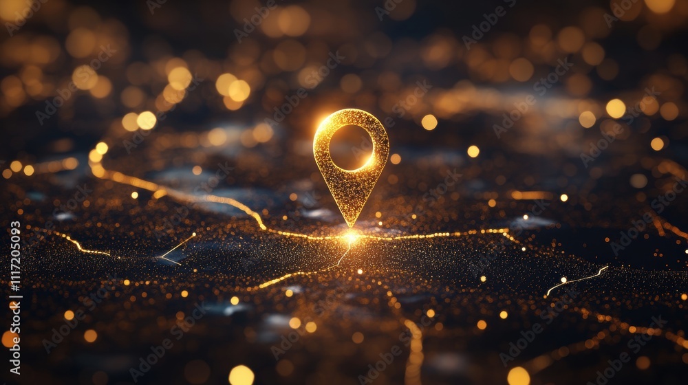 Poster digital location pin marking modern connectivity global map graphic visualization high-tech environm
