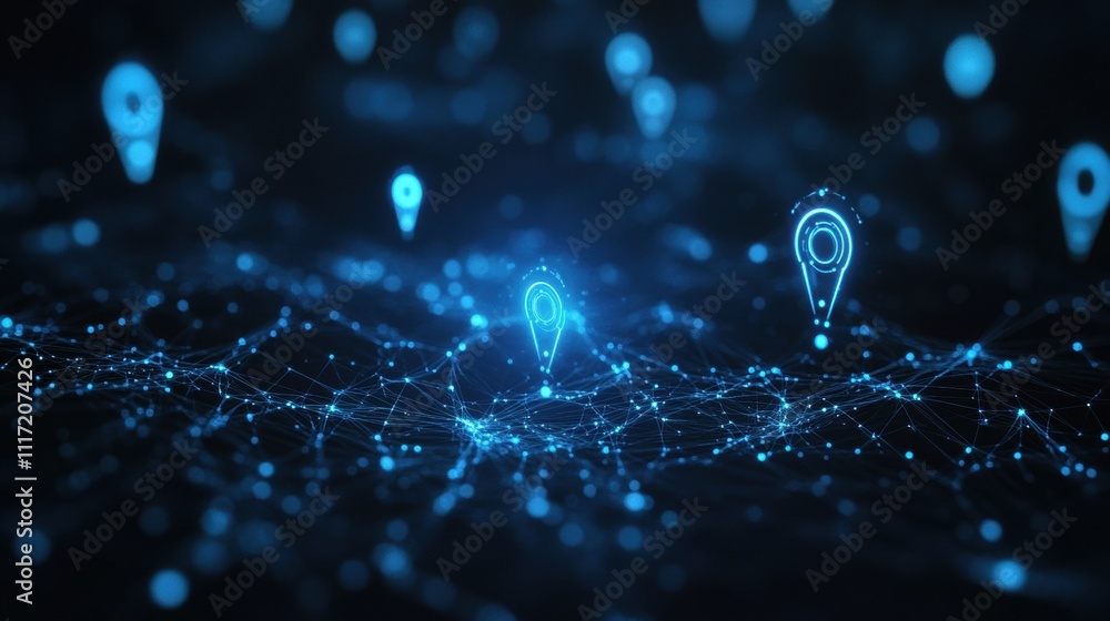 Poster data visualization of digital location markers virtual space infographic technology environment abst