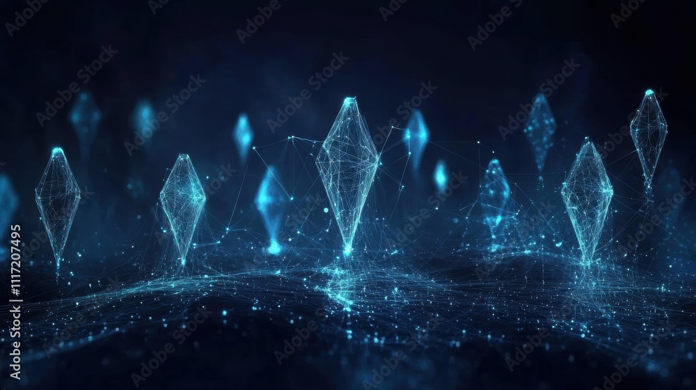 Poster digital innovation showcase virtual space 3d graphics futuristic environment abstract concept