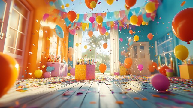 Festive home birthday bash colorful atmosphere & joyful vibes
