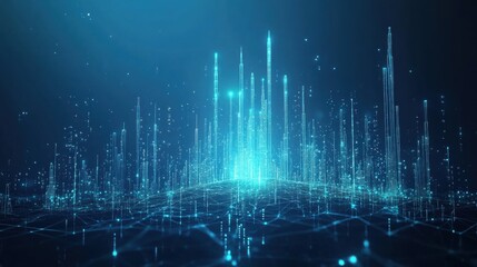 Fototapeta premium Dynamic data visualization digital space abstract art futuristic environment wide angle view technology concept