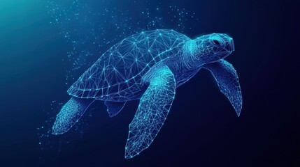 Exploring marine life digital turtle animation underwater scene 3d art ocean environment artistic viewpoint conservation concept