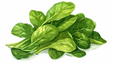 Fototapeta premium Fresh spinach leaves displayed in a vibrant green arrangement, showcasing their smooth texture and natural sheen.