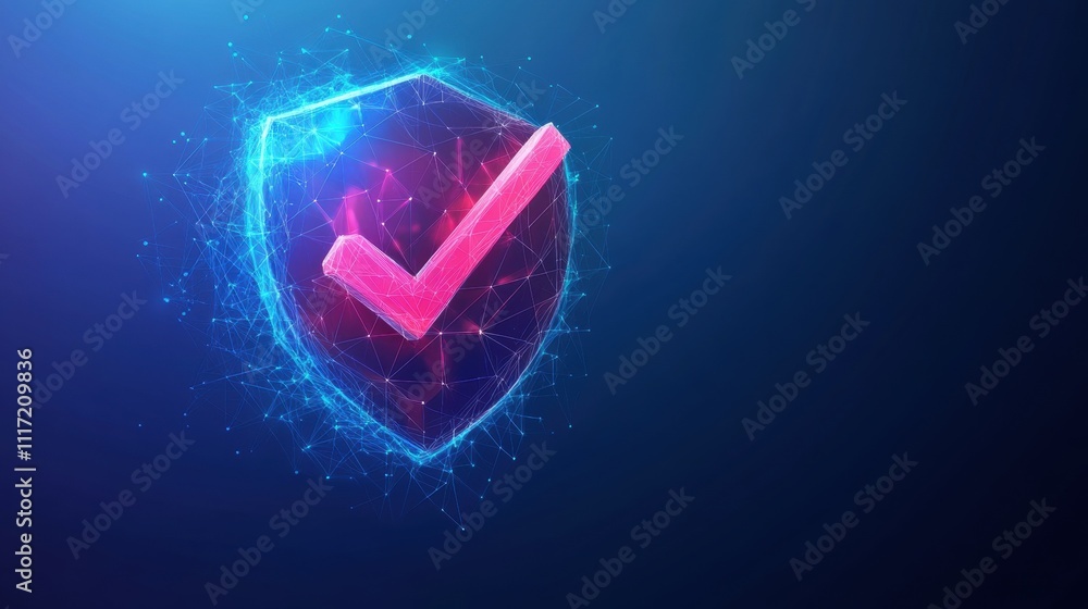 Poster cybersecurity checkmark digital space graphic design futuristic environment abstract viewpoint trust